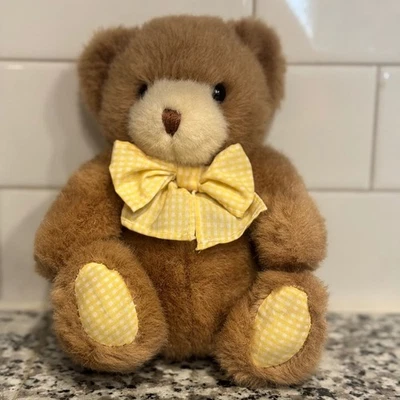 Oso de peluche Carter's Prestige amarillo guinga sonajero años 90 vintage Foto 1 de 4