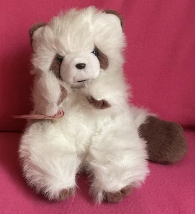 Vintage Playmakers Softouch weiß & braun Waschbär-Typ weiches Plüschtier 9 Zoll Etikett - Bild 1 von 16