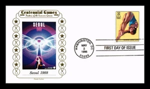 Dr Jim Stamps 32c Centennial Olympic Games Seoul 1988 Panda Pasted Cachet FDC - Picture 1 of 2