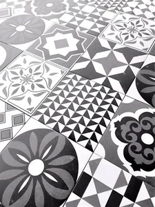 8.7x8.7 Cafe De Paris Collection Patchwork Porcelain Wall Floor Tile (BOX OF 10) - Picture 1 of 8