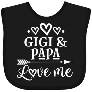 Inktastic Gigi und Papa Love Me Baby Lätzchen Kleidung Enkelkinder Enkel Valentinstag - Bild 1 von 9