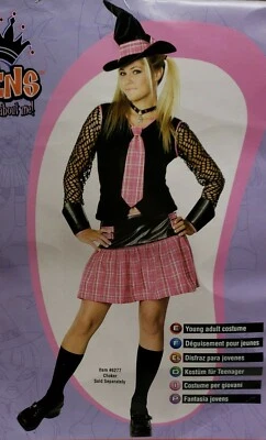 Fantasia pequena ex-escrita bruxa escola menina rubis preto rosa Halloween adolescente 03P9 - Imagem 1 de 4