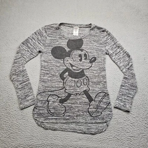 Disney Mickey Mouse Shirt Youth Small Gray Long Sleeve Rayon Blend - Picture 1 of 14