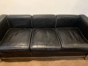 Le Corbusier Grand Modele Three Seater Sofa, Midnight Black Premium Leather - Picture 1 of 7