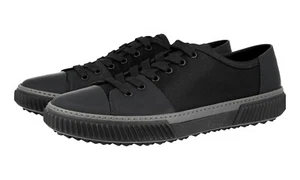 PRADA STRATUS SNEAKERS SHOES 4E3058 BLACK GREY LEATHER NYLON NEW US 10.5 EU 43,5 - Picture 1 of 11