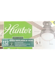 🔥Hunter Kensie 44-in Matte Silver LED Indoor Downrod or Flush Mount Ceiling Fan - Picture 1 of 15