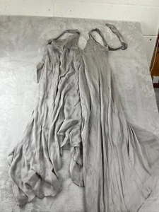 Meo Meli Silk Halter Dress Womens One Size Gray Slip Maxi Boho Lagenlook NEW - Picture 1 of 7