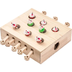 Solid Wood Whack-a-mole, 8 Holes Interactive Cat Toy for Home - Picture 1 of 1