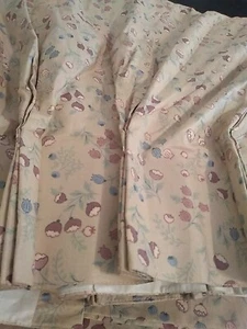 Pinch pleat Curtains Lined Beige Floral Cottage Style 2 Panels Handmade - Picture 1 of 8