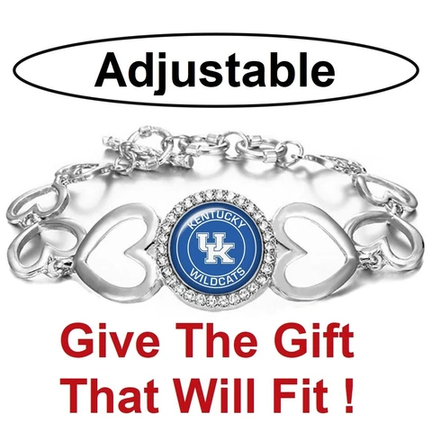 Kentucky Wildcats Womens Silver Heart Link Bracelet w Gift Pkg D27 Cover