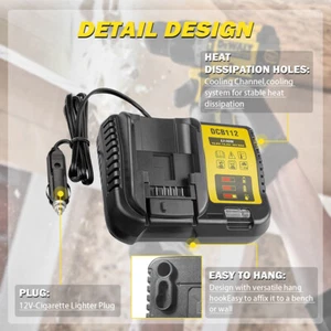 Portable Car Charger For De-walt 12V-20V li-ion Battery , Cigarette Lighter Plug - Picture 1 of 3