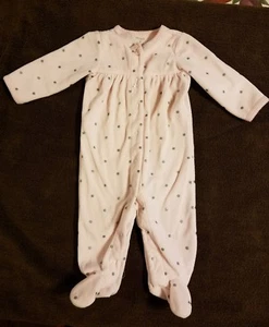 Carter's Kleinkind Baby Mädchen rosa/silber gepunktet Druck, Fleece Stretchie 6M - Bild 1 von 3