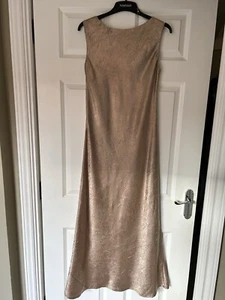 Gold Crinkle Satin Prom Evening Dress Monsoon Size 12 y2k - Picture 1 of 5