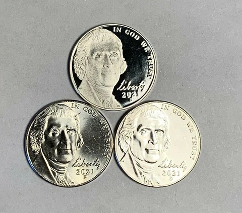 2021 P D S Proof Cameo + Mint Uncirculated BU Jefferson Nickel Set Cover