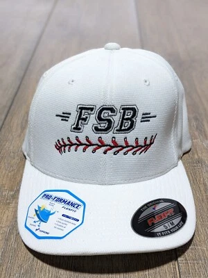 FSB Hat Cap White Fitted S/M Polyester Mens Baseball Stitching Sport Tek FlexFit - Image 1 of 4