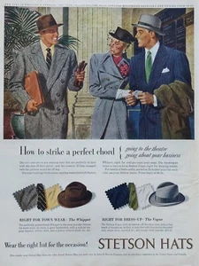 Pubblicità stampa cappelli Stetson 1947 vintage Come colpire un cavo perfetto - Foto 1 di 1