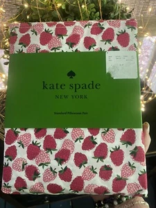 Kate Spade New York NIP Set 2 Cotton Percale Raspberry Standard Pillow Cases NEW - Picture 1 of 3