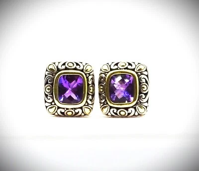 Aretes John Hardy Batu Sari Plata de Ley Oro 18K Amatista Foto 1 de 4