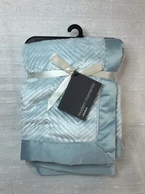 Modern Moments By Gerber Blue Green Satin Trim Baby Blanket Security Lovey NEW - Image 1 of 4