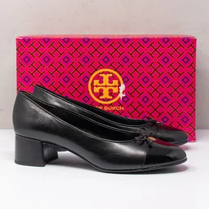 Tory Burch 45mm Cap-Toe Pumps, Size 8 M, Perfect Black Patent Leather Heels - Picture 1 of 7