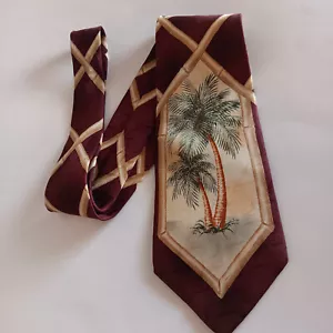 Tommy Bahama Men's Wide Necktie Silk Tie Palm Trees 41/4"X58" Brown - Picture 1 of 4