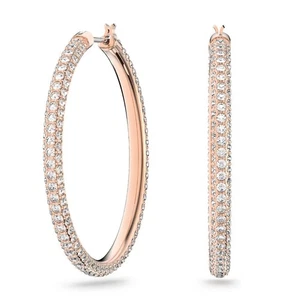 Pendientes de aro Swarovski Dextera pavé grandes, blancos, enchapados en tono oro rosa 5383938 - Imagen 1 de 4