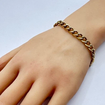 Brazalete de cadena vintage automade relleno de oro de 12K de 7 pulgadas x 6,7 mm Foto 1 de 4