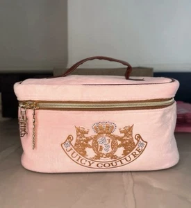 Juicy Couture Cosmetic Makeup Case Pink And Brown With Handle - Picture 1 of 7