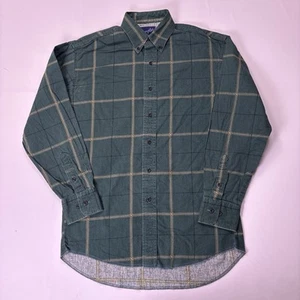 Camisa de trabajo de rodeo occidental abotonada verde mediana a cuadros 15x33 Wrangler de colección para hombre - Imagen 1 de 13