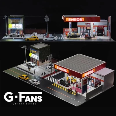 Diorama 1:64 Diecast Garage Modell LED Tankstelle Parkplatz Szene Display Case - Bild 1 von 4