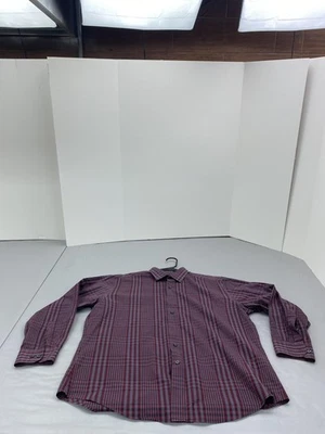 Camisa Alfani Para Hombre Grande Roja Gris A Cuadros Calce Ajustado Elastizada Manga Larga Con Botones Foto 1 de 4
