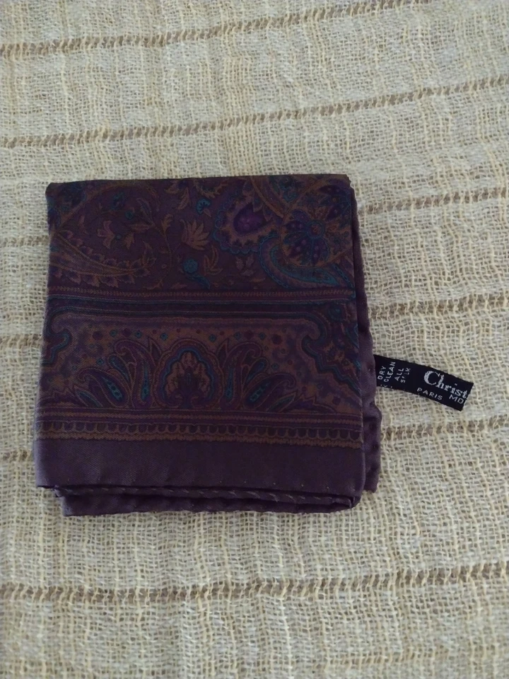 Bufanda de seda vintage DIOR pañuelo cuadrado de bolsillo Italia tonos joyas Foto 1 de 4