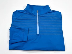 Peter Millar Perth 1/4 Zip L Pullover Blue Long Sleeve Golf Performance - Picture 1 of 5