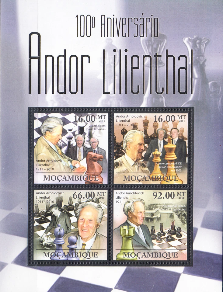 W MOZAMBIQUE 2228 ANDOR LILIENTHAL CHESS CHAMPION - Image 1 of 1