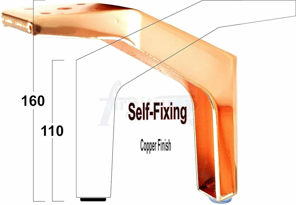 4 Rose Gold Furniture Feet Metal Modern Copper Legs 160mm High Self fix - Image 1 of 1