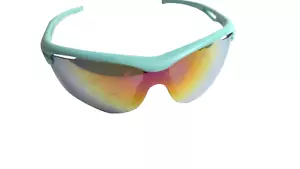 Occhiali da sole unisex Wraparound riflettenti montatura verde acqua S122 - Foto 1 di 3