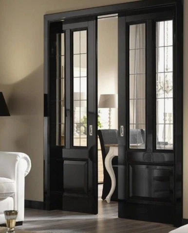 Pocket Doors with   Leaded Glass panels  Wow Cover