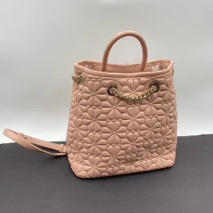 Kate Spade Bloom Medium Quilted Leather Backpack Drawstring Chain K4370 Pink - Picture 1 of 12