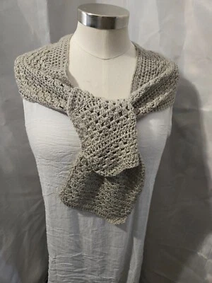 New Neck Scarf  Soft Rectangle V center light weight   Handmade Crocheted  Gray - Image 1 of 4