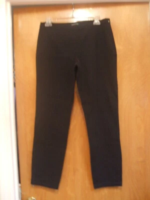 Eileen Fisher Black Crop Pants Side Zipper Organic Cotton Spandex Sz 6 Stretch  - Image 1 of 4