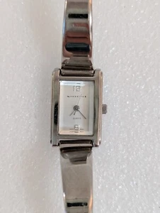 NEWBRIDGE Womens Silver Tone Rectangle Cuff Bracelet Wrist Watch - Picture 1 of 9