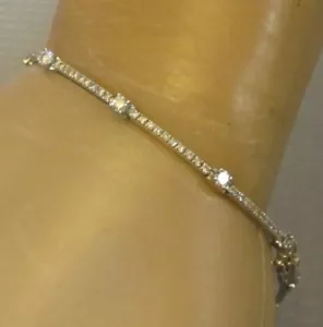 Brazalete Tenis Diamante Oro Blanco 14K IDI Barra Estacionada Eslabones 7" Diseñador 6.34g - Imagen 1 de 12