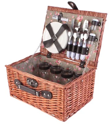 Picknickkorb Picknickkoffer Picknickset Weidenkorb Picknick Korb für 4 - Bild 1 von 4