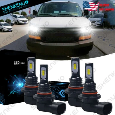 适用于雪佛兰 Express 2500 3500 1996 - 2019 9005 9006 6000K LED 车头灯灯泡 HKW — 第 1/4 张图片