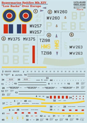 Print Scale 48-289 1:48 Spitfire XIV Low Backs  Part 2 The complete set 1,5 leaf - Image 1 of 3