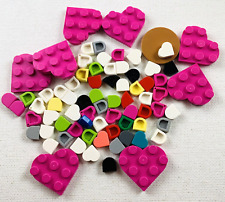Lego Tiles Plates Heart & Curved Shapes Bulk Lot 75pc Pink White Friends City