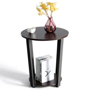 Home Use End Table Sofa Side Table Nightstand with Storage Shelf & Metal Frame - Picture 1 of 6