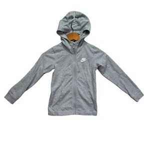 Nike Boys Swoosh Logo Full Zip Streetwear Gray Sweater Hoodie Kid's Youth 6 M - Picture 1 of 4