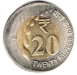 ERROR  - 2020 - 20 RUPEE BI-METALIC INDIA REPUBLIC 1 SHIFTING ERROR COIN - 8.65 - Picture 1 of 2