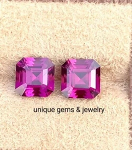 1 pair Purple Pink Ascher Cut VVS1 Diamond Premium Quality 5 mm Loose Gemstone - Picture 1 of 6